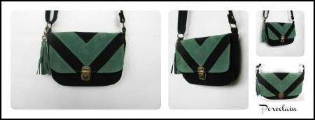 Art 1046 cartera broche maletin, detalle V $260 Negro y verde